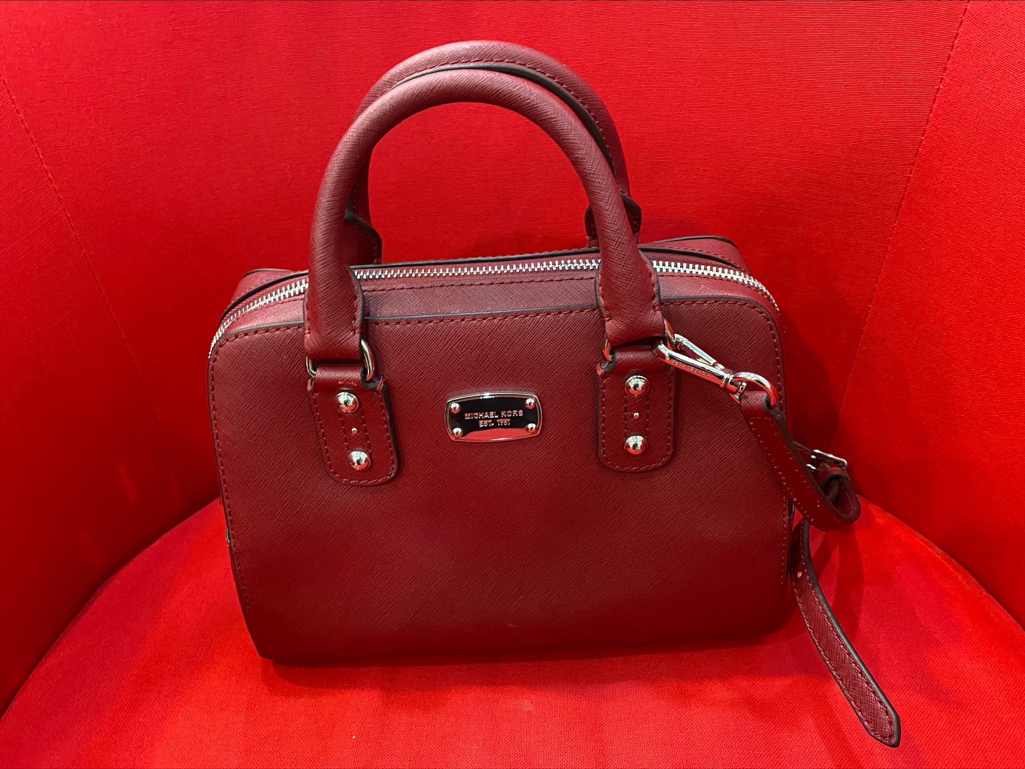 Michael Kors red leather handbag